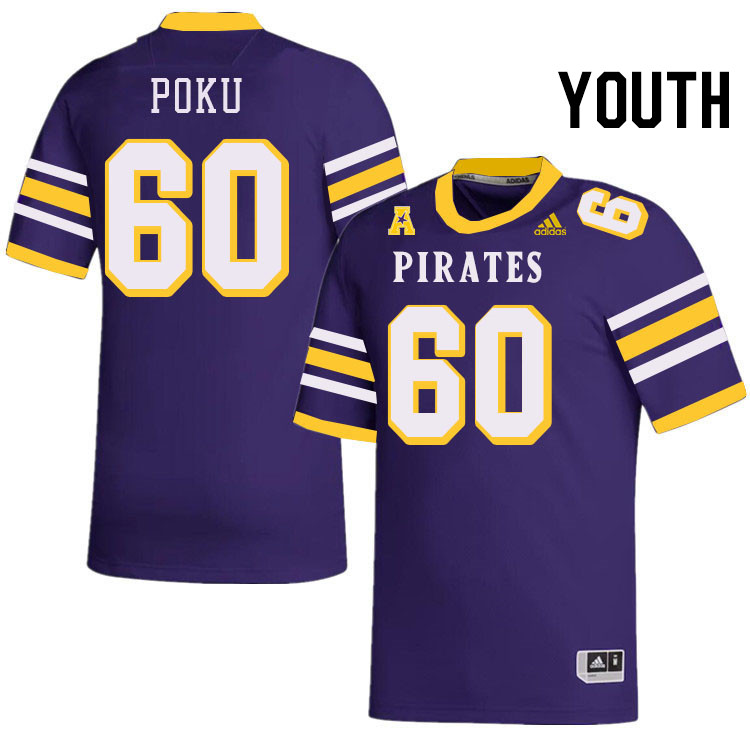 Youth #60 Emmanuel Poku ECU Pirates College Football Jerseys Stitched-Throwback